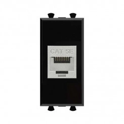 Розетка компьютерная 1мод. Avanti "Черный квадрат" RJ45 кат.5E без шторок экранир. модульная механизм DKC 4402761