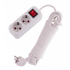 Удлинитель с заземлением 2 входа 7 метров с выключателем