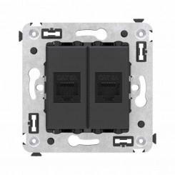 Розетка компьютерная 2-м СП Avanti "Черный матовый" RJ45 кат.6A без шторок механизм DKC 4412674 Розетка компьютерная 2-м СП Avanti "Черный матовый" RJ45 кат.6A без шторок механизм DKC 4412674