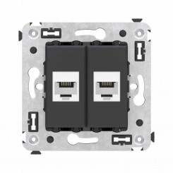 Розетка телефонная 2-м СП Avanti "Черный матовый" RJ12 без шторок механизм DKC 4412614 Розетка телефонная 2-м СП Avanti "Черный матовый" RJ12 без шторок механизм DKC 4412614