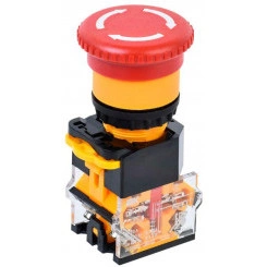 Кнопка D8-11ZS "Грибок" d22мм 1з+1р поворотн. с фиксацией красн. IEK BBG30-11ZS-3-23-K04