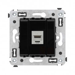 Розетка компьютерная 1-м СП Avanti "Черный квадрат" RJ45 кат.5E без шторок экранир. механизм DKC 4402763