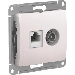 GLOSSA РОЗЕТКА двойная ТВ + компьютерная RJ45, кат. 5Е, ПЕРЛАМУТР