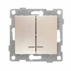 GUSI Bravo МЕХАНИЗМ Выключатель двухклавишный со светоиндикацией, скрытая установка, 10А, 250В. Цвет: шампань GUSI Bravo МЕХАНИЗМ Выключатель двухклавишный со светоиндикацией, скрытая установка, 10А, 250В. Цвет: шампань