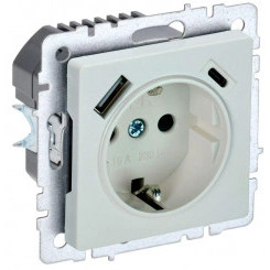 Розетка BRITE РЮш11-1-БрЖ 16А с USB A+C 18Вт с заземл. защ. шторки жемчуж. IEK BR-R14-16-U22-018-K36 Розетка BRITE РЮш11-1-БрЖ 16А с USB A+C 18Вт с заземл. защ. шторки жемчуж. IEK BR-R14-16-U22-018-K36
