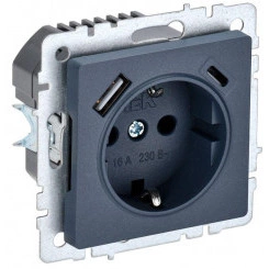Розетка BRITE РЮш11-1-БрМ 16А с USB A+C 18Вт с заземл. защ. шторки маренго IEK BR-R14-16-U22-018-K35 Розетка BRITE РЮш11-1-БрМ 16А с USB A+C 18Вт с заземл. защ. шторки маренго IEK BR-R14-16-U22-018-K35