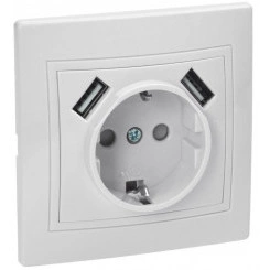 Розетка 1-м СП Кварта РЮш10-1-КБ 16А USBх2 2.1А с заземл. бел. IEK KV-R14-16-U2-K01 Розетка 1-м СП Кварта РЮш10-1-КБ 16А USBх2 2.1А с заземл. бел. IEK KV-R14-16-U2-K01