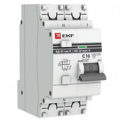 Выключатель автоматический дифференциального тока 2п 16А 10мА тип A АД-32 PROxima EKF DA32-16-10-a-pro