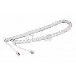 Шнур телефонный, витой трубочный RJ-10, 4P-4C, длина 7 метров, белый Шнур телефонный, витой трубочный RJ-10, 4P-4C, длина 7 метров, белый