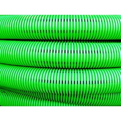 Труба гофрированная двустенная ПНД гибкая дренажная d200мм SN8 перфорация 360град. зел. (уп.35м) DKC 140920-8K