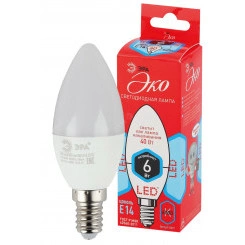 Лампа светодиодная ECO LED B35-6W-840-E14 (диод, свеча, 6Вт, нейтр, E14 (10/100/3500) ЭРА