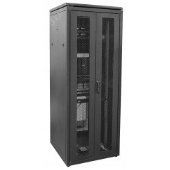 Шкаф сетевой 19' LINEA N 28U 800х800мм двустворчатая перфорированная дверь задняя перфорированная черный