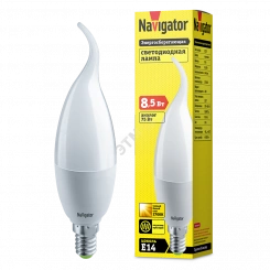 Лампа светодиодная LED 8.5вт Е14 теплый матовая свеча на ветру