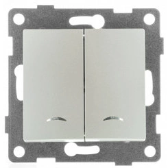 GUSI Ugra МЕХАНИЗМ Выключатель двухклавишный со светоиндикацией, скрытая установка, 10А, 250В. Цвет серебро. GUSI Ugra МЕХАНИЗМ Выключатель двухклавишный со светоиндикацией, скрытая установка, 10А, 250В. Цвет серебро.