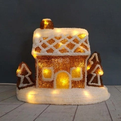 Акриловая домашняя светодиодная фигура Пряничный домик 26х15,5х20 см, 30 светодиодов, батарейки 3хАА (не входят в комплект) NEON-NIGHT Акриловая домашняя светодиодная фигура Пряничный домик 26х15,5х20 см, 30 светодиодов, батарейки 3хАА (не входят в комплект) NEON-NIGHT