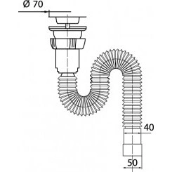 Сифон гофрированный для мойки 1'1/2 х 40/50 мм L1200 мм