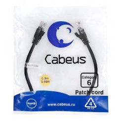Патч-корд PC-UTP-RJ45-Cat.6-0.3m-BK U/UTP, категория 6, 2xRJ45/8p8c, неэкранированный, черный, PVC, 0.3м Патч-корд PC-UTP-RJ45-Cat.6-0.3m-BK U/UTP, категория 6, 2xRJ45/8p8c, неэкранированный, черный, PVC, 0.3м