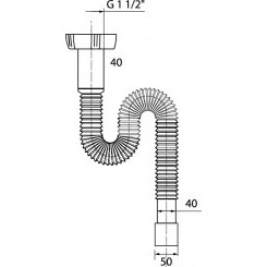 Сифон гофрированный для мойки без выпуска 1'1/2 х 40/50 мм L1200 мм