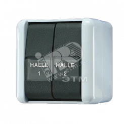 Выключатель для накладного монтажа сдвоенный с полем для надписи IP44