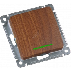 Выключатель одноклавишный, с индикацией, скрытой установки, в рамку, дуб Выключатель одноклавишный, с индикацией, скрытой установки, в рамку, дуб