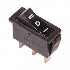 Выключатель клавишный 250V 10А (3с) ON-OFF-ON черный  с нейтралью  REXANT