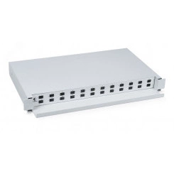 Кросс бокс оптический 19' на 24 SC (LC duplex) со сплайс-кассетой, выдвижной (без пигтейлов и проходных адаптеров)