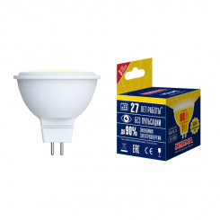 Лампа светодиодная LED-JCDR-10W/WW/GU5.3/NR Форма JCDR, матовая. Серия Norma. Теплый белый свет (3000K). Картон. ТМ Volpe