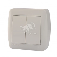 DEMET Выключатель двухклавишный наружный белый DEMET Выключатель двухклавишный наружный белый