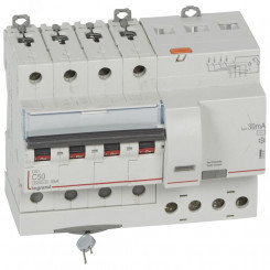Выключатель автоматический дифференциального тока DX3 4П C50А 30MА-АC 7м