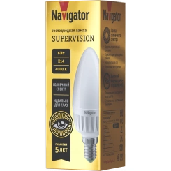 Лампа светодиодная 6вт NLL-C37-6-230-4K-E14-FR-SV