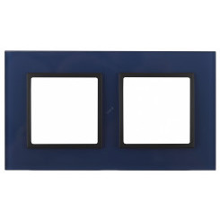 Рамка на 2 поста, стекло, Эра Elegance, синий+антр, 14-5102-29