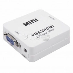 Конвертер VGA + Стерео 3,5 мм на HDMI, пластик, белый