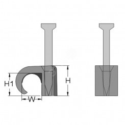 Скоба с гвоздем для круглого кабеля, 22-26, цвет чёрный (упак. 50 шт.)