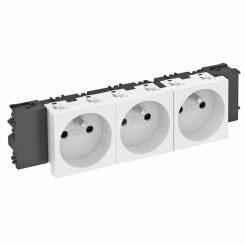 Розетка тройная 0° Modul45connect франц. стандарт, 250 В, 16A (серебристый)