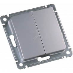 MASTER Выключатель двухклавишный скрытой установки, в рамку, серебро