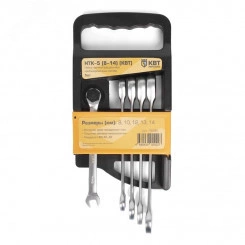 Набор гаечных комбинированных трещоточных ключей НТК-5 (8-14) Набор гаечных комбинированных трещоточных ключей НТК-5 (8-14)