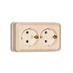 Розетка 2-м ОП Олимп 16А с заземл. сосна UNIVersal 5560865 Розетка 2-м ОП Олимп 16А с заземл. сосна UNIVersal 5560865