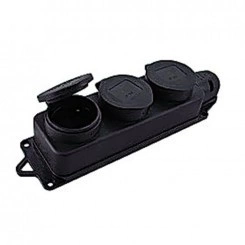 Розетка 3-м 16А IP44 2P+PE 230В с защ. крышками каучук EKF RPS-015-16-230-44 Розетка 3-м 16А IP44 2P+PE 230В с защ. крышками каучук EKF RPS-015-16-230-44