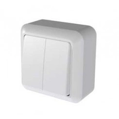 Выключатель 2-кл. ОП Оптима 10А IP20 А510-380 с монтаж. пластиной бел. Кунцево 8003