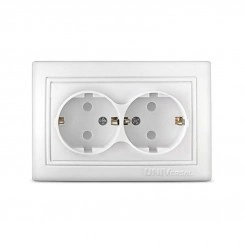 Розетка 2-м СП Севиль 16А IP24 с заземл. защ. шторки бел. UNIVersal С0050 Розетка 2-м СП Севиль 16А IP24 с заземл. защ. шторки бел. UNIVersal С0050