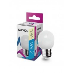 Лампа светодиодная GL45 7.5Вт 220В E27 3000К Космос LkecLED7.5wGL45E2730 Лампа светодиодная GL45 7.5Вт 220В E27 3000К Космос LkecLED7.5wGL45E2730