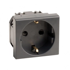 Розетка 1-м 2мод. Viva 16А IP20 2P+E с заземл. защ. шторки черн. DKC 45205 Розетка 1-м 2мод. Viva 16А IP20 2P+E с заземл. защ. шторки черн. DKC 45205