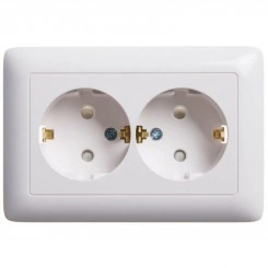 Розетка 2-м СП Хит 16А IP20 с заземл. защ. шторки бел. SchE RS16-231-B Розетка 2-м СП Хит 16А IP20 с заземл. защ. шторки бел. SchE RS16-231-B