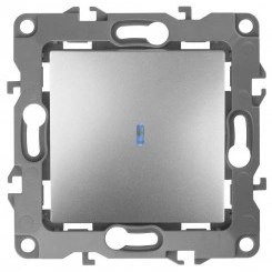 Механизм выключателя 1-кл. СП Эра12 10А IP20 12-1102-03 250В 10AX с подсветкой алюм. Эра Б0014635