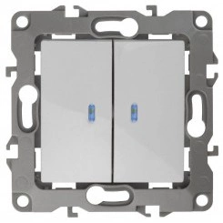 Механизм выключателя 2-кл. СП Эра12 10А IP20 12-1105-01 250В 10AX с подсветкой бел. Эра Б0014657 Механизм выключателя 2-кл. СП Эра12 10А IP20 12-1105-01 250В 10AX с подсветкой бел. Эра Б0014657