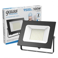 Прожектор светодиодный Elementary LED 100Вт IP65 6500К черн. Gauss 613100100