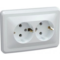 Розетка 2-м СП Вега РС12-3-ВБ с заземл. контактом без защ. штор 16А бел. IEK ERV21-K01-16-DM