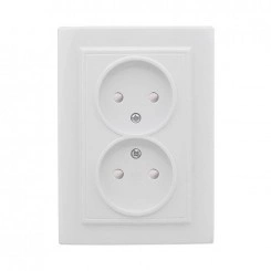 Розетка 2-м СП Минск 10А IP20 без заземл. защ. шторки бел. Basic EKF ERR10-102-100