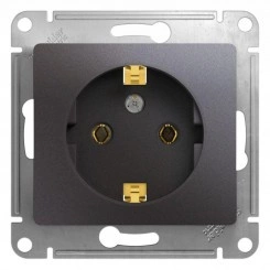 Механизм розетки 1-м СП Glossa 16А IP20 250В с заземл. графит SchE GSL001343