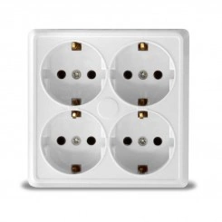 Розетка 4-м ОП Олимп с заземл. квадрат бел. UNIVersal 1165 Розетка 4-м ОП Олимп с заземл. квадрат бел. UNIVersal 1165
